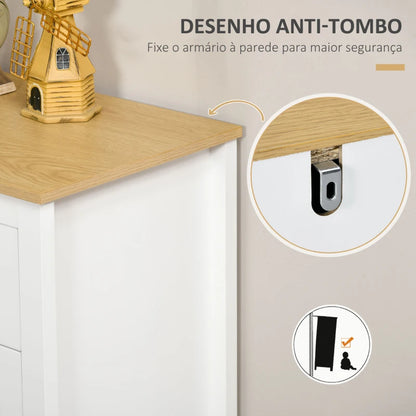 Aparador Maximus com 2 Portas em Vidro e 3 Prateleiras - Design Nórdico