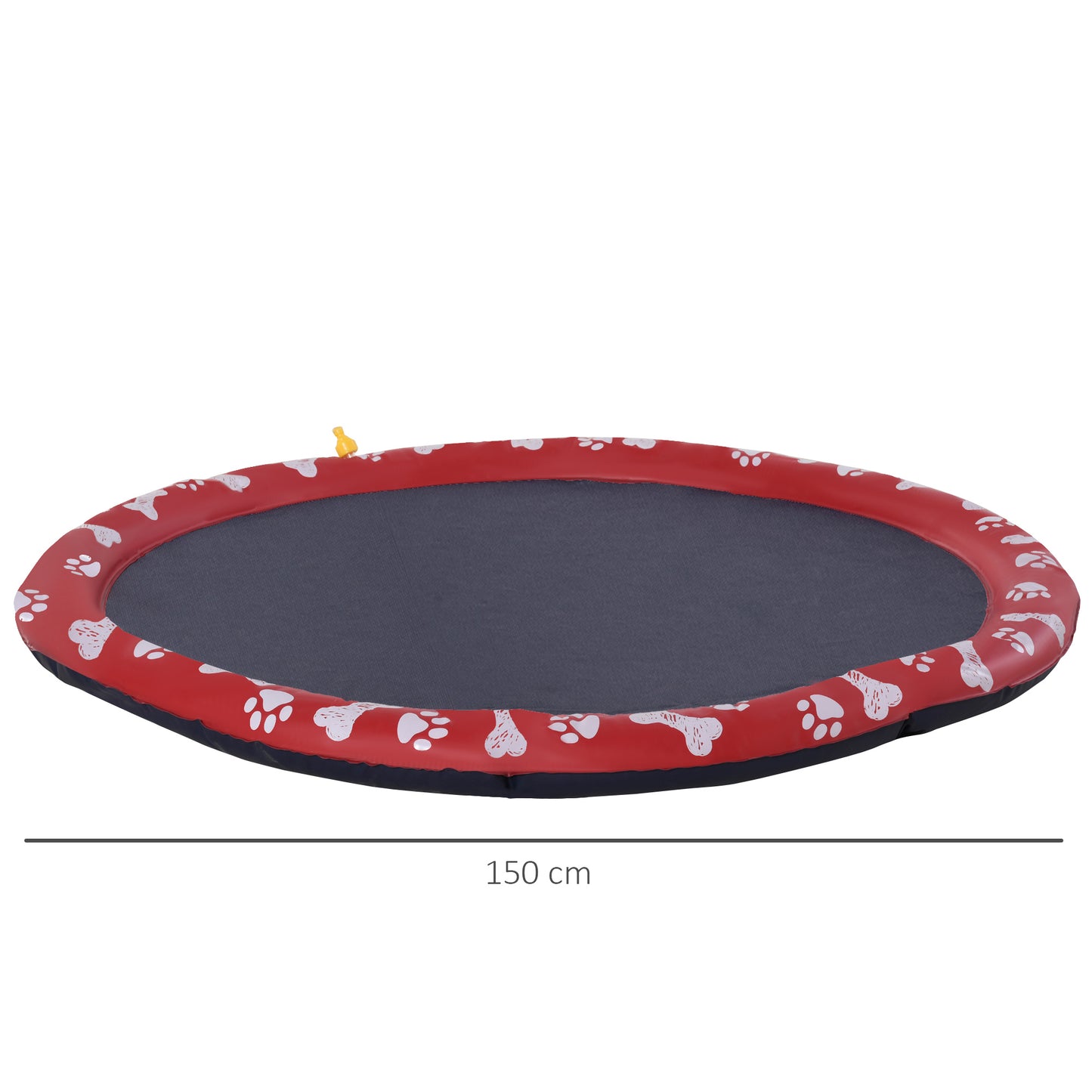 PawHut Splash Pad 150 cm Tapete Aquático para Animais de Estimação com Pulverizador de Água Piscina Portátil para Cães Vermelho