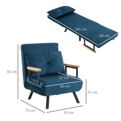 Poltrona-Cama Lopez com Encosto Ajustável - Azul - Design Moderno