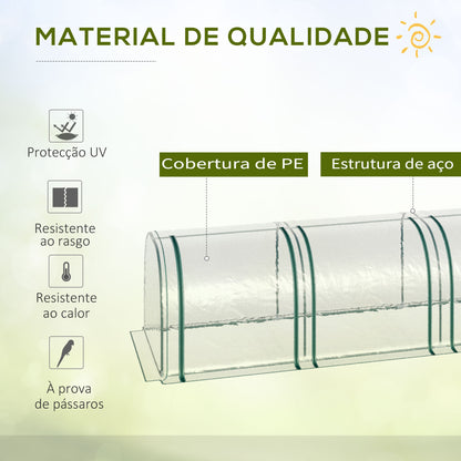 Outsunny Estufa 295x100x80 cm para Jardim Varanda Estufa Pequena para Cultivo de Plantas com 3 Janelas Estrutura de Aço e PVC Transparente e Verde