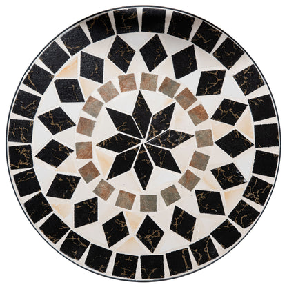 Outsunny Conjunto de 2 Cadeiras Dobráveis de Mosaico Cadeiras de Jardim com Assento de Cerâmica e Estrutura de Metal Carga Máxima 120kg para Terraço Pátio Exterior 40x50x92cm Preto