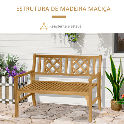 Outsunny Banco de Jardim Dobrável de Madeira Banco de 2 Lugares Exterior 120,5x55,5x90,2cm com Assento de Ripas e Apoio para os Braços para Terraço Balcão Pátio Natural