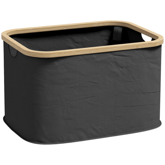 HOMCOM Cesto para Roupa Dobrável Cesto para Roupa Suja 36 L com Pega para Casa de Banho Dormitório Lavandaria 44,3x33,3x26,5 cm Preto