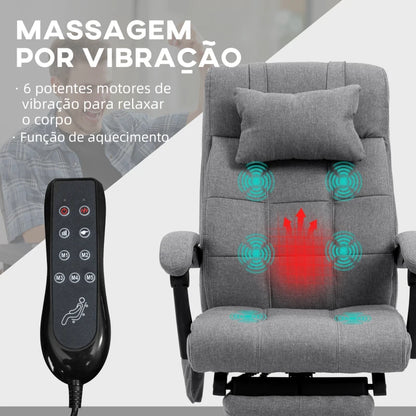 Cadeira de Escritório Executiva Lom Reclinável com 6 Pontos de Massagens em Tecido - Design Moderno