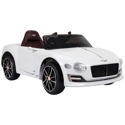 HomCom Carro elétrico com controle remoto 2 velocidades com faróis musica licencia de Bentley GT para crianças acima de 3 anos 108x60x43 cm Branco