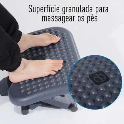 Apoio de pés ergonômico ajustável para escritório 46 x 35 cm Cinza escura