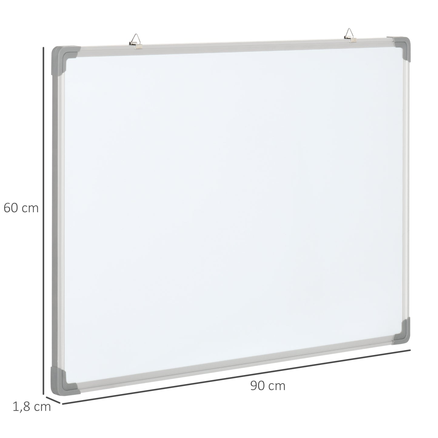 HOMCOM Quadro Magnético com Estrutura de Liga de Alumínio 90x60 cm Quadro Magnético com Apagador 4 Marcadores e 10 Ímás para Escritório Casa Branco