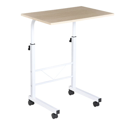 HOMCOM Mesa de computador para Hogar escritorio Altura Ajustável Mesa Compacta com Rodas 60x40x68-78cm Cor Branco