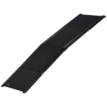 PawHut Rampa Dobrável para Cães Rampa para Animais de Estimação com Superfície Antiderrapante Alça e Gancho Carga Máxima 60 kg 158x43,5x2,5 cm Preto