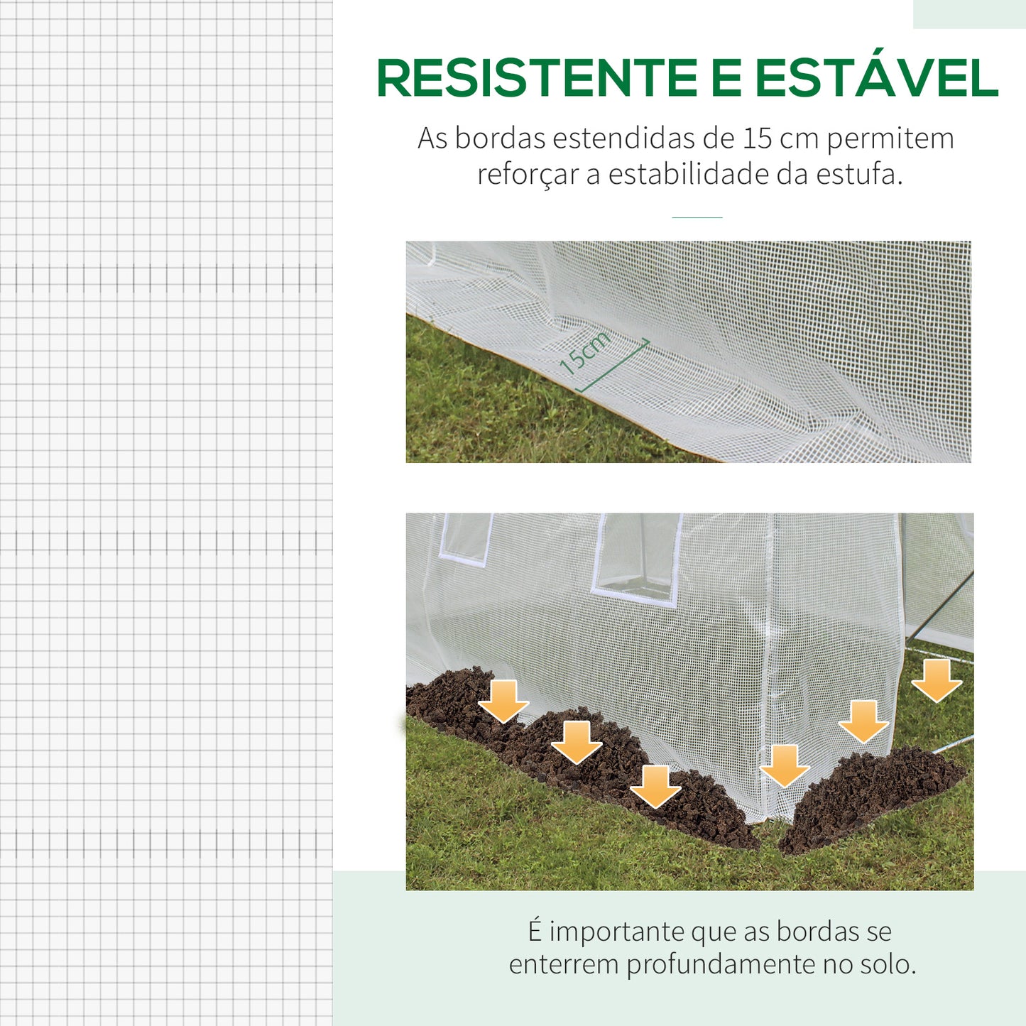 Outsunny Cobertura de Estufa de Túnel 3,5x3x2m Cobertura de Substituição de Estufa Polietileno com 6 Janelas e Portas Enroláveis Proteção de Plantas para Jardim Branco