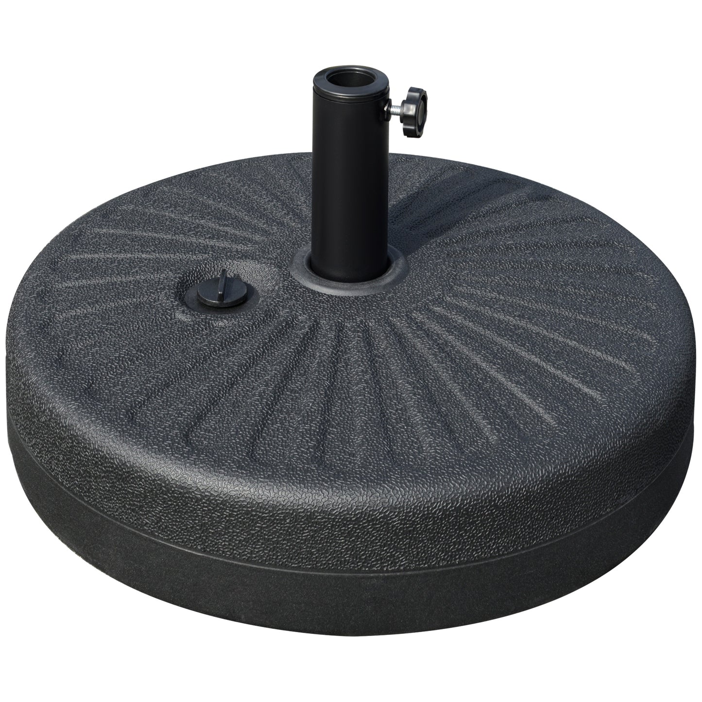 Outsunny Base de Chapéu de Sol de Jardim Recarregável de Água 22kg Suporte de Chapéu de Sol Redondo para Mastros de 38mm/48mm Portátil para Terraço Pátio Ø51x28cm Preto