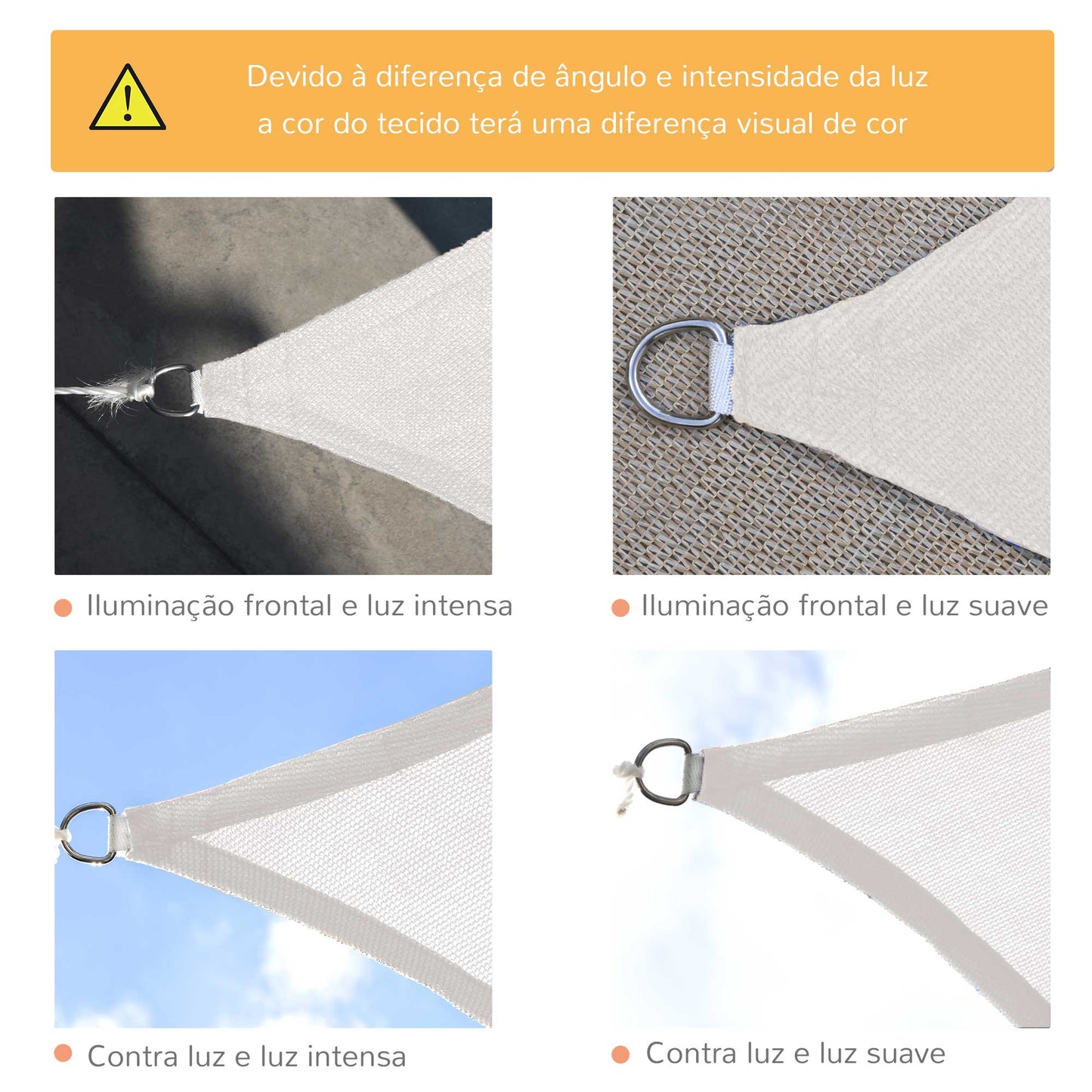 Outsunny Vela de Sombra Retangular 4x6 m Toldo Vela de HDPE com Proteção UV Aneis em Forma de D e Cordas para Jardim Pátio Piscina Creme