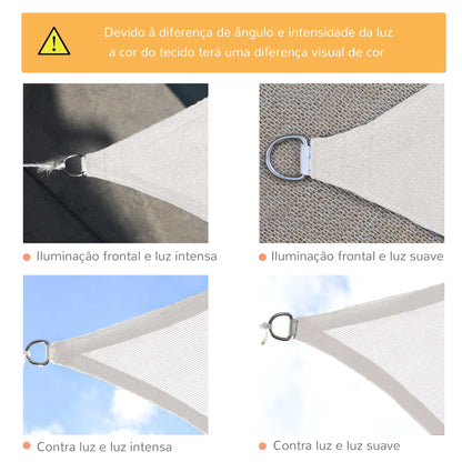 Outsunny Vela de Sombra Retangular 4x6 m Toldo Vela de HDPE com Proteção UV Aneis em Forma de D e Cordas para Jardim Pátio Piscina Creme