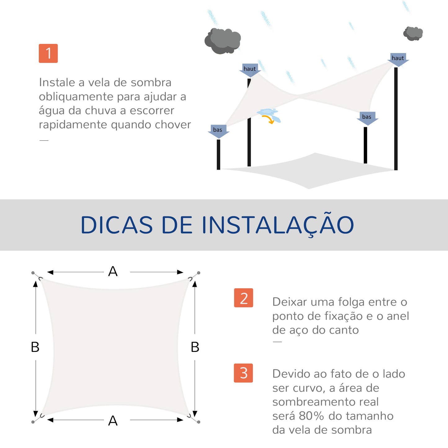 Outsunny Vela de Sombra Retangular 4x6 m Toldo Vela de HDPE com Proteção UV Aneis em Forma de D e Cordas para Jardim Pátio Piscina Creme