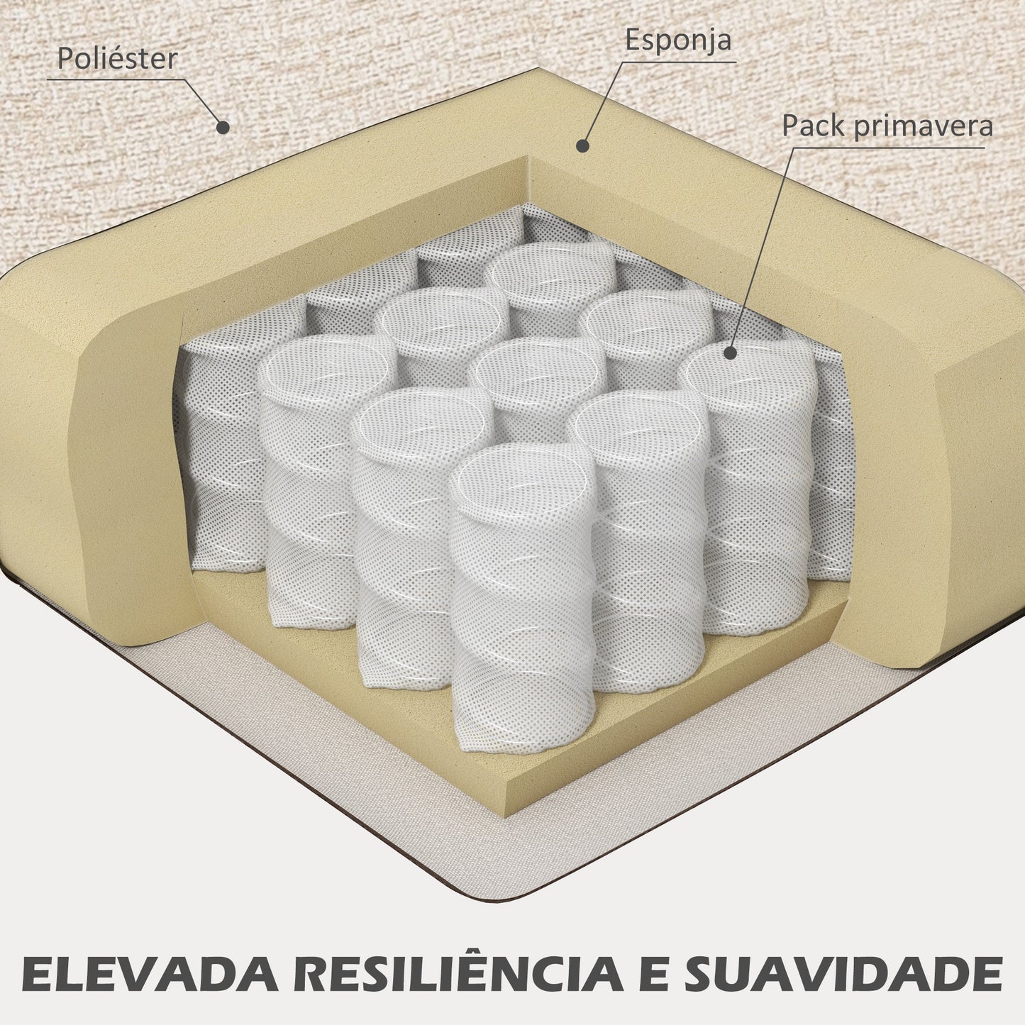 HOMCOM Sofá de 2 Lugares Estofado em Veludo Sofá de Sala de Estar Moderno com Apoio para os Braços e Pés de Madeira Carga 240 kg para Dormitório Escritório 114x71x82 cm Beige