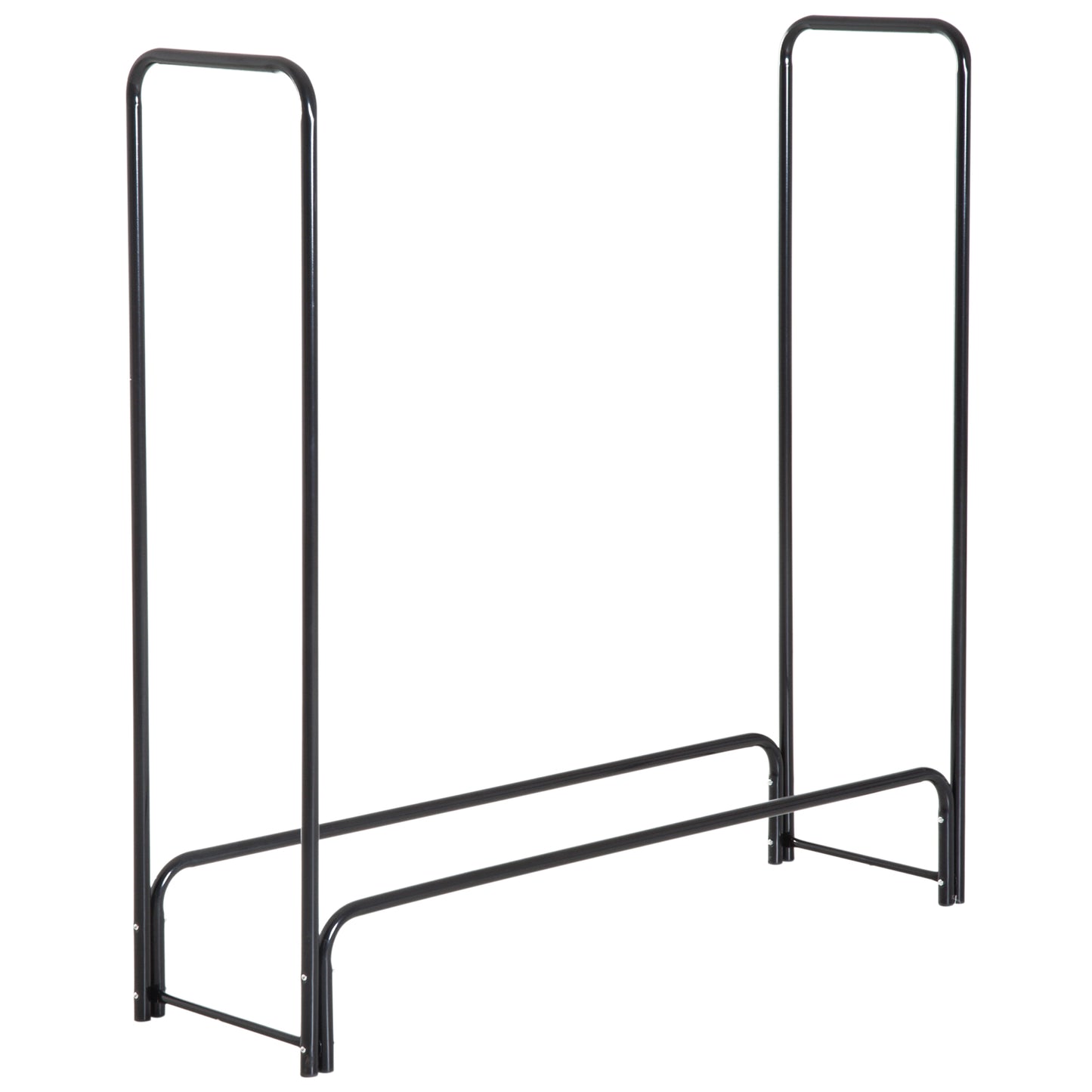 HOMCOM Suporte para Lenhas 122x35x122 cm Porta Lenha de Metal para Exterior e Interior Carga Máxima 150 kg Preto