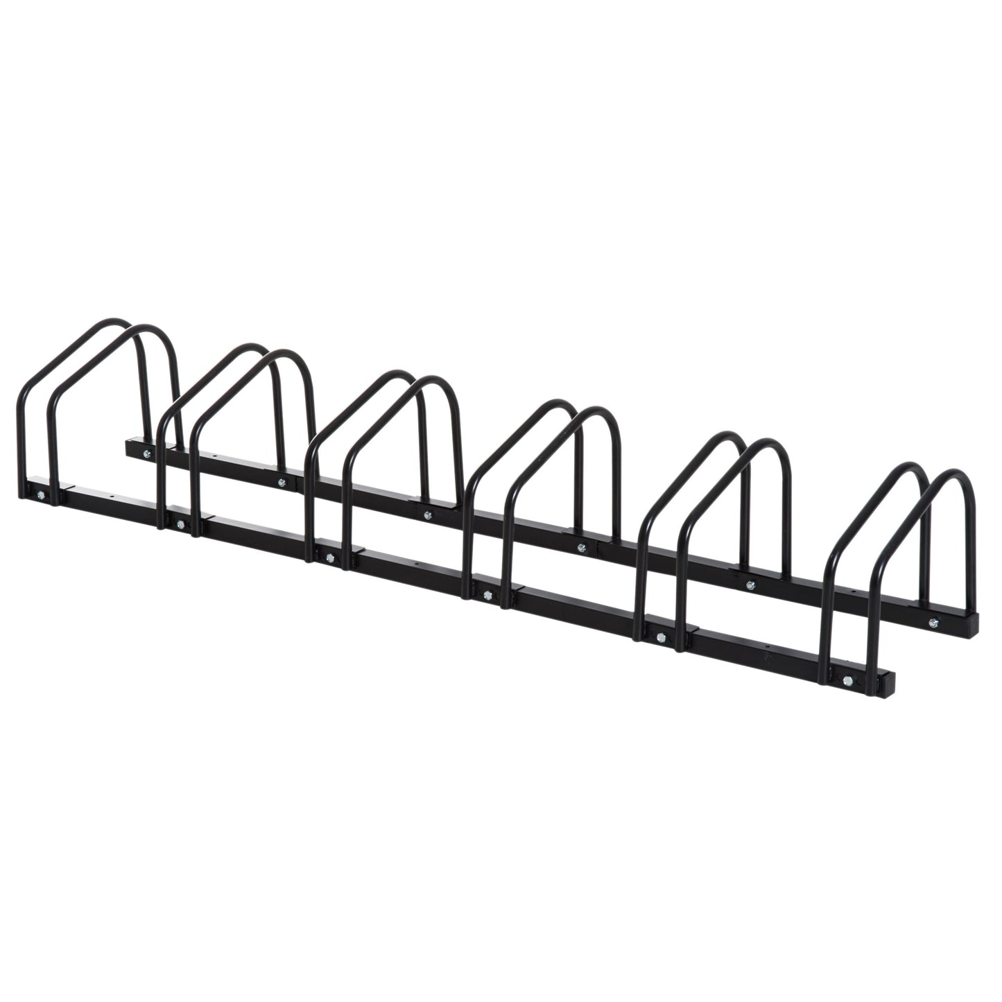 HOMCOM Estacionamento para 6 Bicicletas Suporte de Aço para Estacionar Bicicletas no Chão para Interior e Exterior 179x33x27 cm Preto