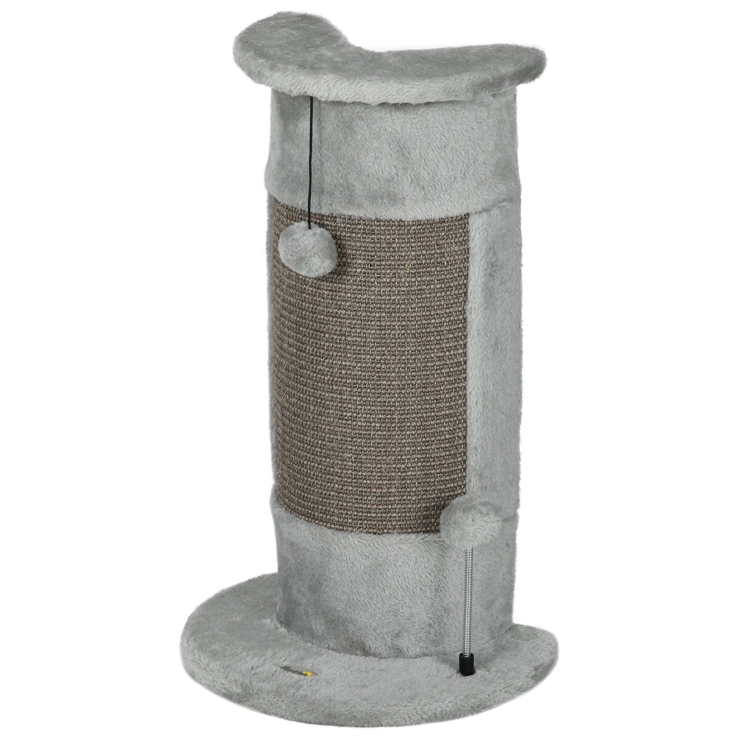 PawHut Poste de Arranhar para Gatos 58 cm Arranhador para Gatos com Poste de Sisal e Bolas Suspensas 34x25,5x58 cm Cinza