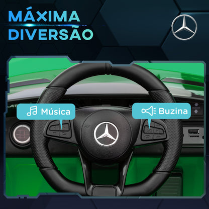 AIYAPLAY Carro Elétrico para Crianças acima de 3 Anos Carro Mercedes-Benz AMG GTR Carro Elétrico Infantil com Bateria 12V Controlo Remoto Faróis Buzina e Música 108x67x46 cm Verde