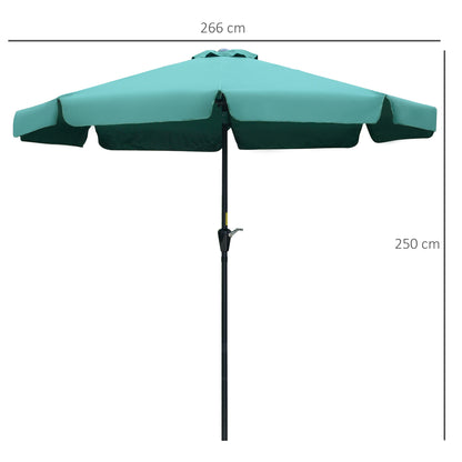 Outsunny Chapéu de Sol de Jardim Ø266x250 cm Proteção UV50+ Chapéu de Sol de Alumínio Inclinável com Teto de Ventilação Manivela para Terraço Varanda Exterior Verde