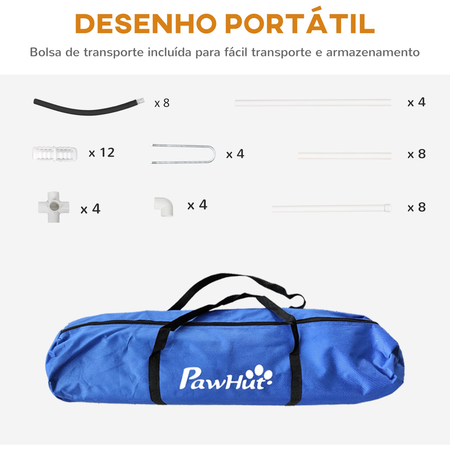 PawHut Conjunto de Treino de Agilidade para Cães de 4 Peças Jogo de Agilidade para Cães com Bolsa de Transporte 89x69x99 cm Preto