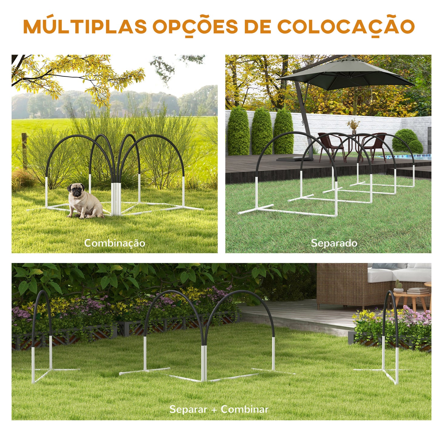 PawHut Conjunto de Treino de Agilidade para Cães de 4 Peças Jogo de Agilidade para Cães com Bolsa de Transporte 89x69x99 cm Preto