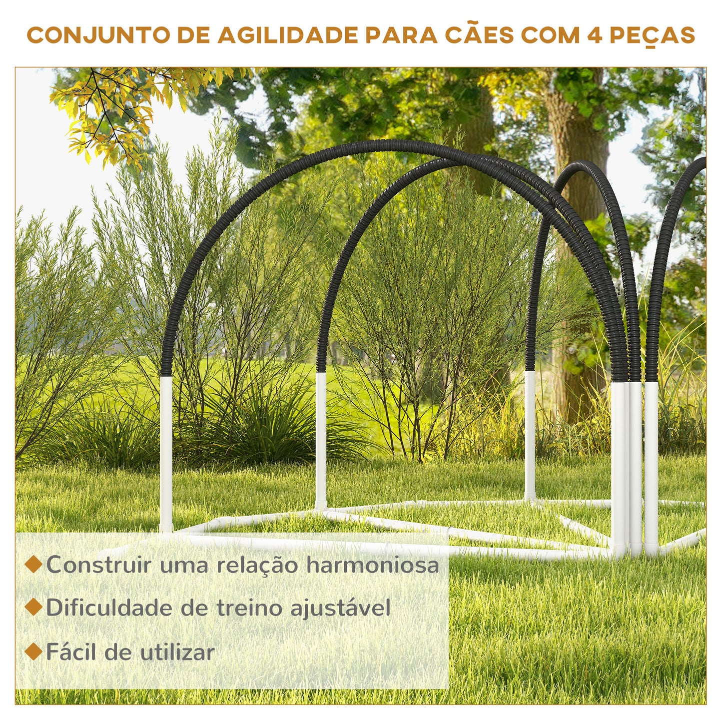 PawHut Conjunto de Treino de Agilidade para Cães de 4 Peças Jogo de Agilidade para Cães com Bolsa de Transporte 89x69x99 cm Preto