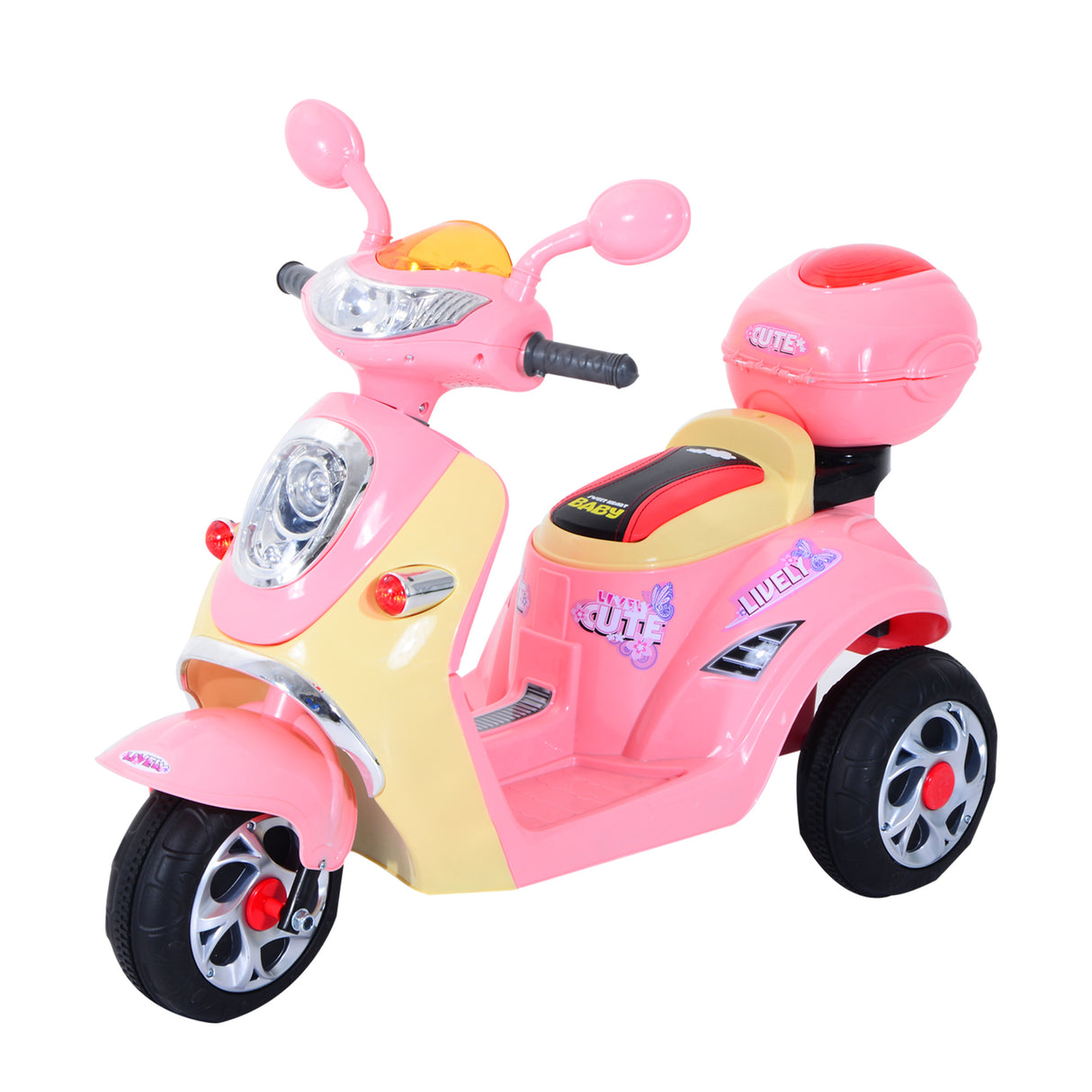 HomCom® Carro de triciclo Moto elétrica infantil com Bateria para crianças com mais de 3 anos 108x51x75cm Rosa