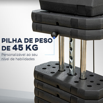 HOMCOM Multiestação de Musculação Máquina de Musculação com Placas de Peso de 45 kg Carga Máx. 100 kg para Treino Fitness em Casa Ginásio Preto