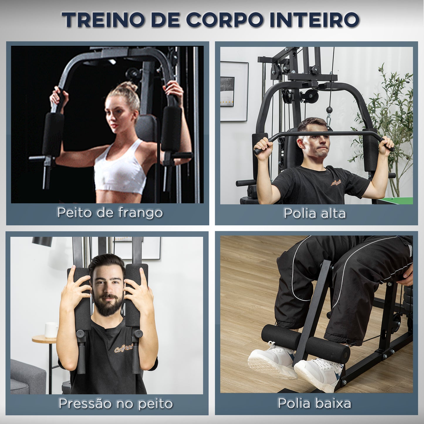 HOMCOM Multiestação de Musculação Máquina de Musculação com Placas de Peso de 45 kg Carga Máx. 100 kg para Treino Fitness em Casa Ginásio Preto