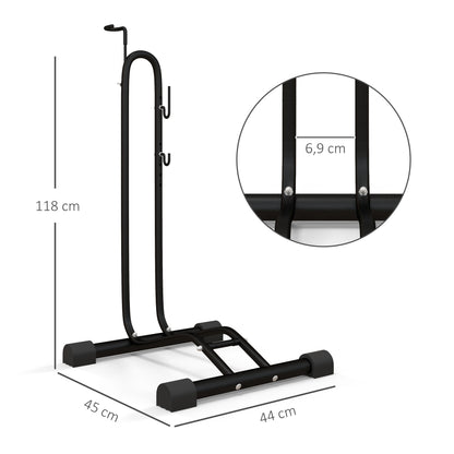 SPORTNOW Suporte para bicicletas de piso, estacionamento vertical e horizontal para bicicletas com ganchos ajustáveis para bicicletas de 6 a 28 polegadas e 700 C preto