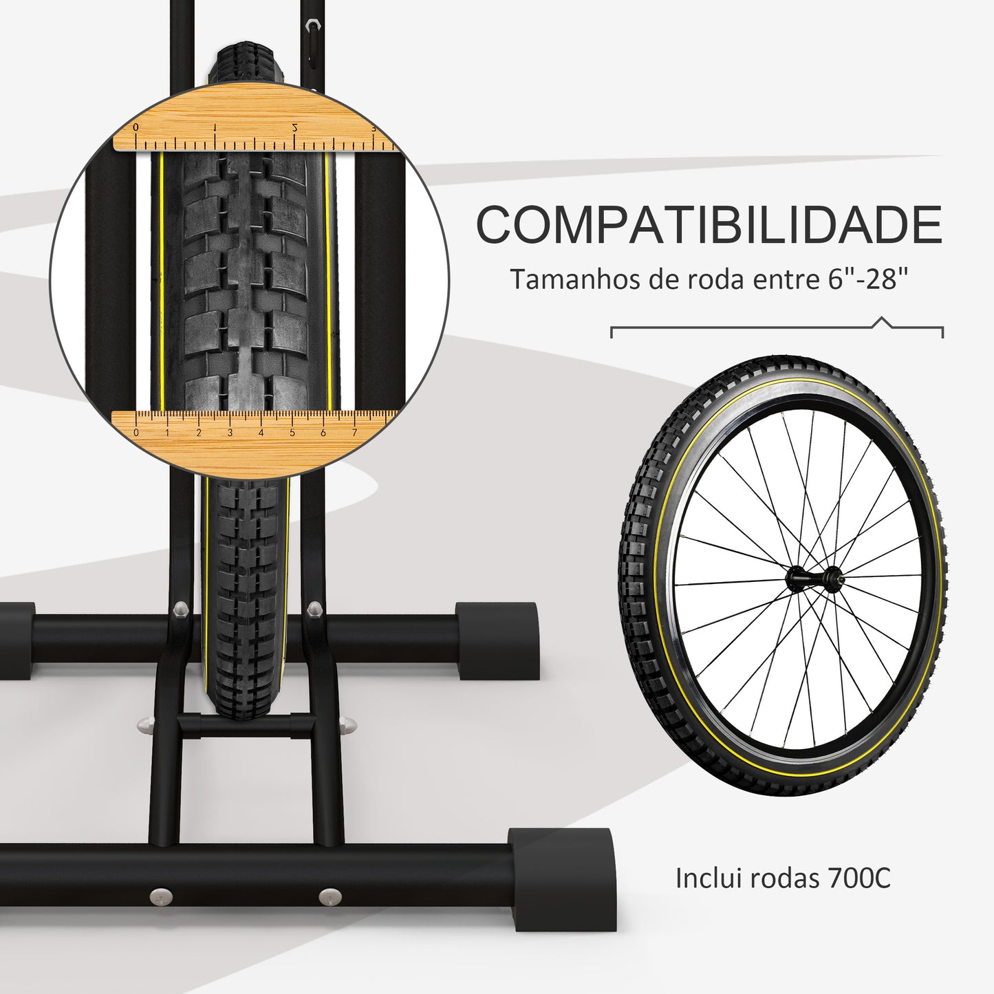 SPORTNOW Suporte para bicicletas de piso, estacionamento vertical e horizontal para bicicletas com ganchos ajustáveis para bicicletas de 6 a 28 polegadas e 700 C preto