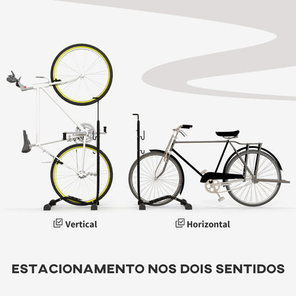 SPORTNOW Suporte para bicicletas de piso, estacionamento vertical e horizontal para bicicletas com ganchos ajustáveis para bicicletas de 6 a 28 polegadas e 700 C preto