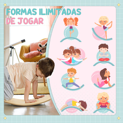 AIYAPLAY Tábua de Equilíbrio para Crianças acima de 3 Anos Tábua Curva de Madeira Carga 50 kg para Treino Sensorial Equilíbrio 90x29x19 cm Madeira