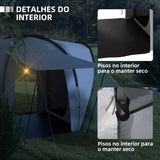 Outsunny Tenda de Campismo Familiar para 4-6 Pessoas com 2 Dormitórios Tenda de Campismo Grande Impermeável 3000 mm com Bolsa de Transporte 555x225x190 cm Cinza e Verde