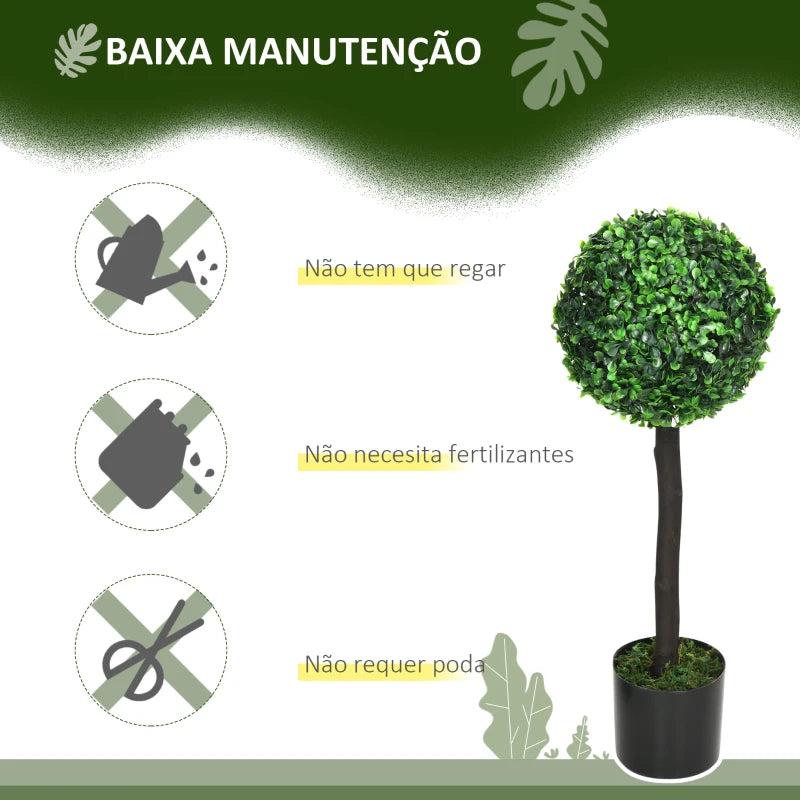 Conjunto de 2 Plantas Artificiais Buxos de 60cm