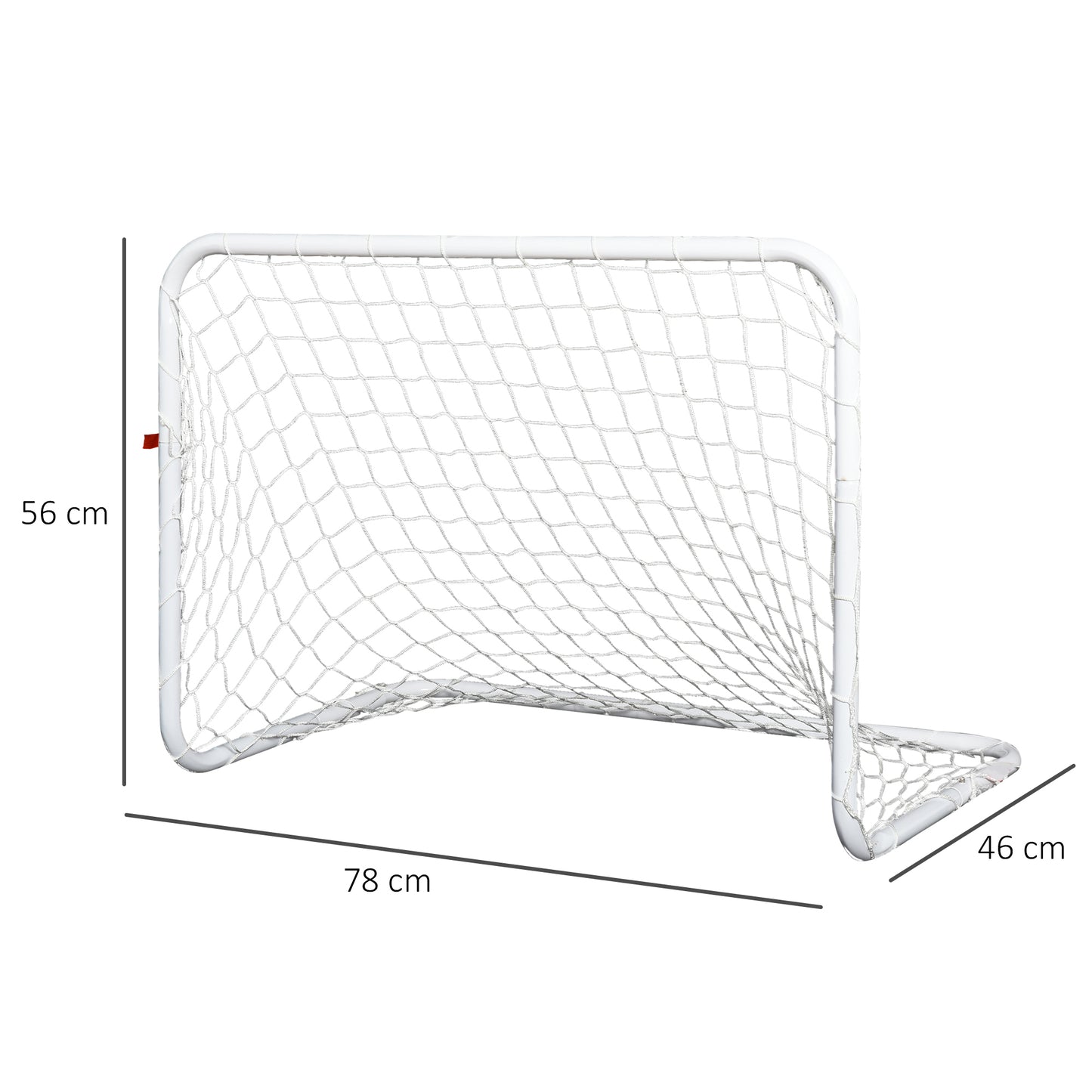 HOMCOM Conjunto de 2 mini gols de futebol com rede e bola para a prática de futebol 78x46x 56cm Branco