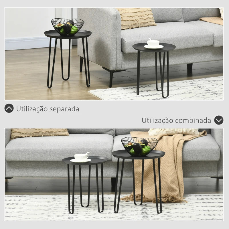 Conjunto de 2 Mesinhas de Apoio Darker em Metal - Design Moderno