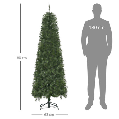 HOMCOM Árvore de Natal Artificial 180cm Ignífugo com 493 Ramos Folhas de PVC Base Dobrável e Suporte Metálico Decoração de Natal para Interiores Verde