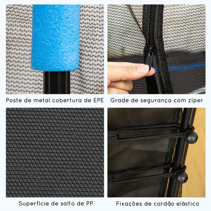 Trampolim para Crianças acima de 3 Anos Cama Elástica Infantil com Rede de Segurança e Estrutura de Aço para Interiores e Exteriores Carga 60kg Ø161x163 cm Azul