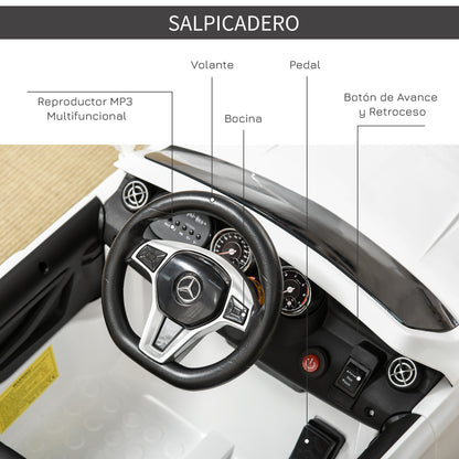 HOMCOM Carro Eléctrico Mercedes Benz GLA para Crianças acima de 3 Anos com Controlo Remoto MP3 USB Luzes e Sons Capacidade Máxima 30kg 100x58x46cm Branco