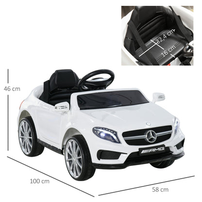 HOMCOM Carro Eléctrico Mercedes Benz GLA para Crianças acima de 3 Anos com Controlo Remoto MP3 USB Luzes e Sons Capacidade Máxima 30kg 100x58x46cm Branco