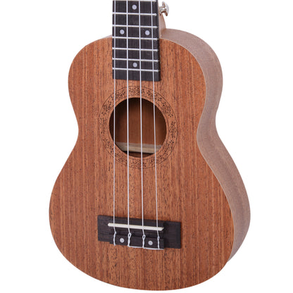 HOMCOM Ukelele 21 Polegada Ukelele Soprano de Iniciação para Iniciantes Ukelele Concerto Hawaiian Cordas Aquila Nylon Material Madeira 53x17.5x6.2cm