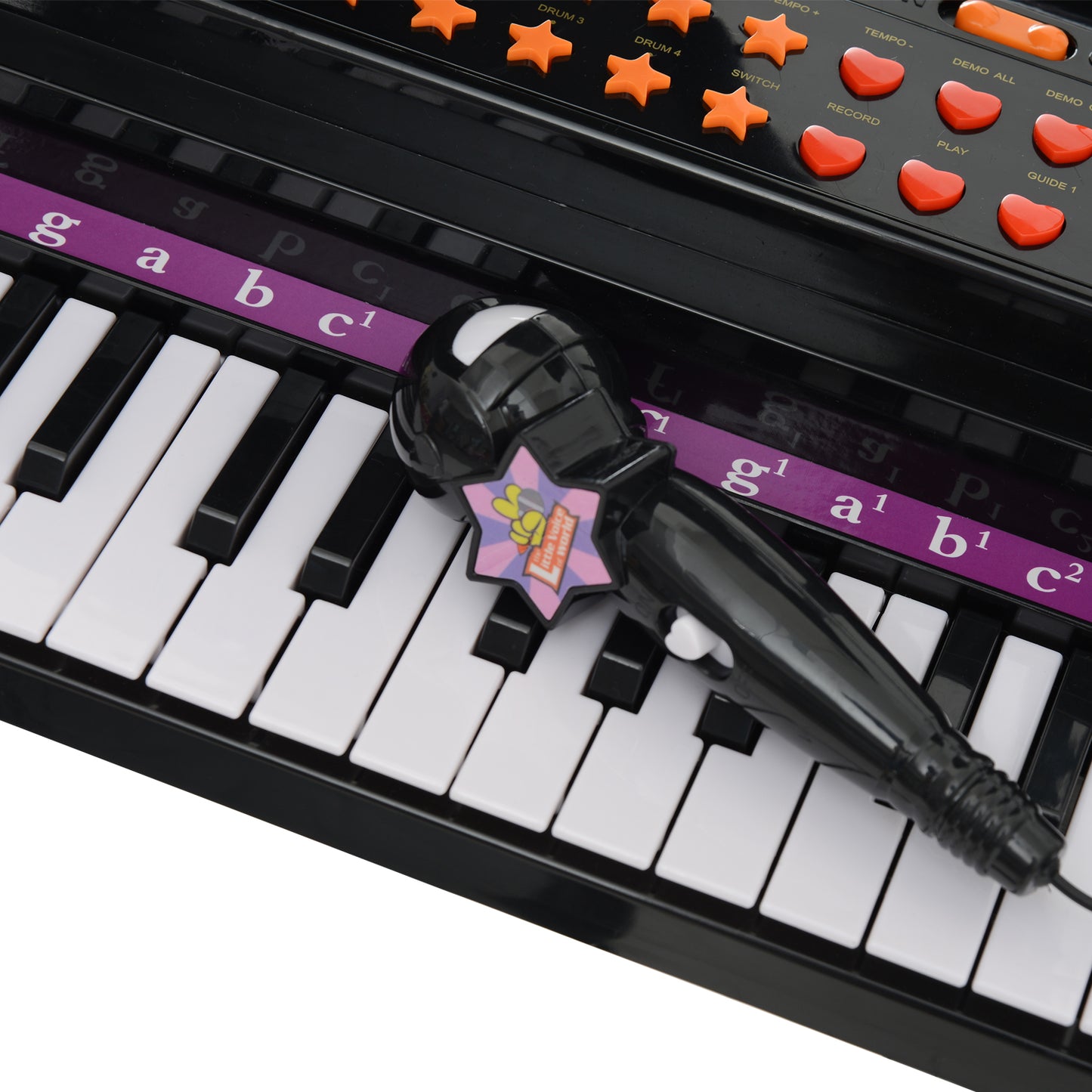 HOMCOM Piano para Crianças com 37 Teclas Piano Infantil com Microfone Banco Luzes 22 Músicas e Entrada para MP3 e USB 48x39x69 cm Preto