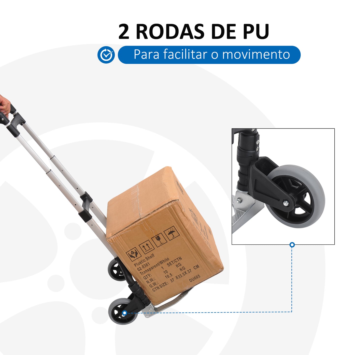 HOMCOM Carrinho de mão dobrável de alumínio Altura ajustável de 3 níveis Fácil transporte Carga 70 kg 41x38,5x100 cm Preto e cinza