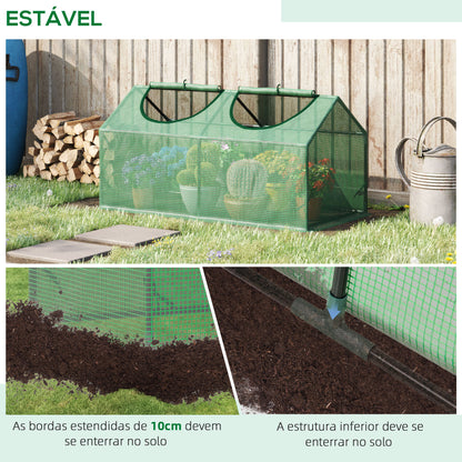 Outsunny Estufa 119x60x60cm Estufa de Jardim com 2 Janelas Enroláveis para Cultivo de Plantas Verduras Flores Verde Translúcido