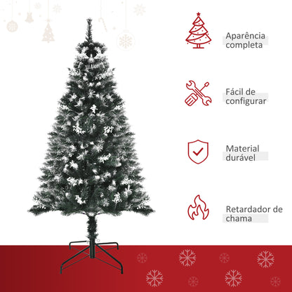 HOMCOM Árvore de Natal 150 cm Árvore de Natal Automática com 378 Ramos 41 Decorações Suporte em Aço Base Dobrável e Removível para Sala Verde