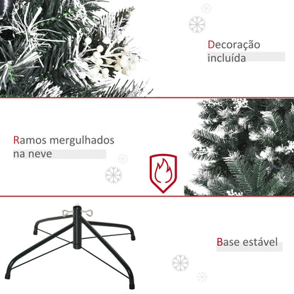 HOMCOM Árvore de Natal 150 cm Árvore de Natal Automática com 378 Ramos 41 Decorações Suporte em Aço Base Dobrável e Removível para Sala Verde