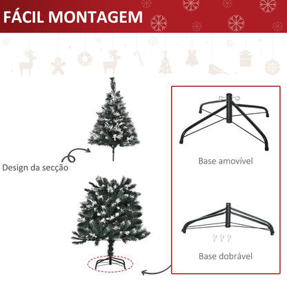 HOMCOM Árvore de Natal 150 cm Árvore de Natal Automática com 378 Ramos 41 Decorações Suporte em Aço Base Dobrável e Removível para Sala Verde