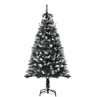 HOMCOM Árvore de Natal 150 cm Árvore de Natal Automática com 378 Ramos 41 Decorações Suporte em Aço Base Dobrável e Removível para Sala Verde